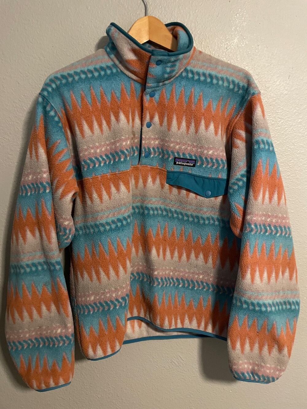 Patagonia Mens Lightweight Synchilla Snap-T Small Fleece Laughing Waters Aztec